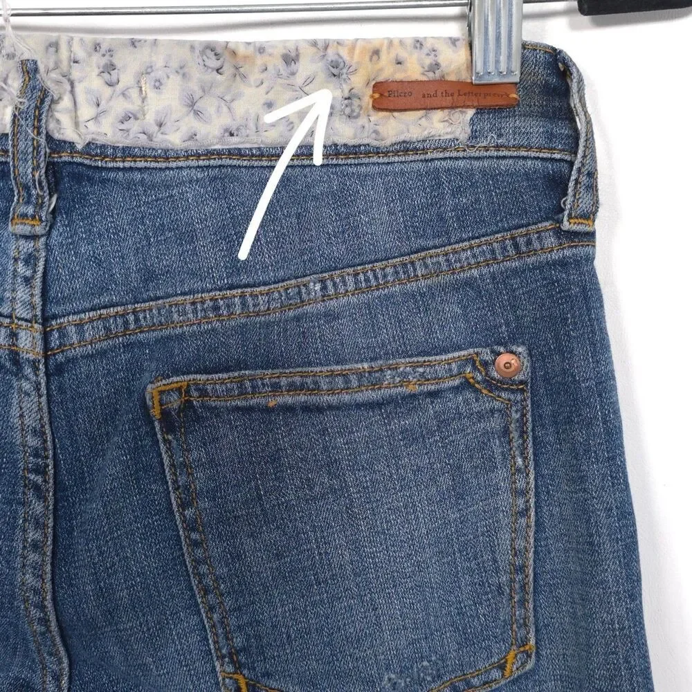 ANTHROPOLOGIE‎ PILCRO Jeans 26 Petite Patchwork Distressed Slim Boyfriend Floral